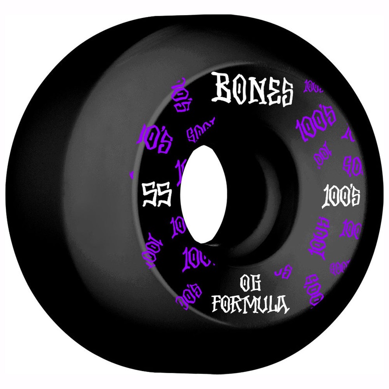 Bones OG 100’s #3 V5 Sidecut 55mm 100a Wheels – Black (Set of 4)