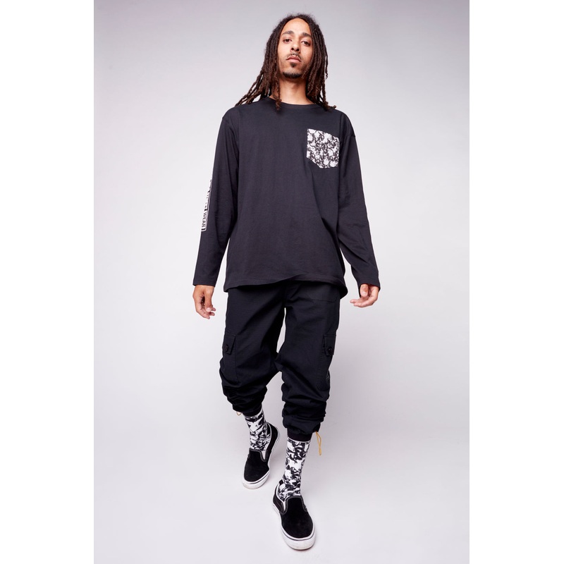 GELFAND – Loose Fit Cargo Pant with Adjustable Hems – Black Ripstop 28