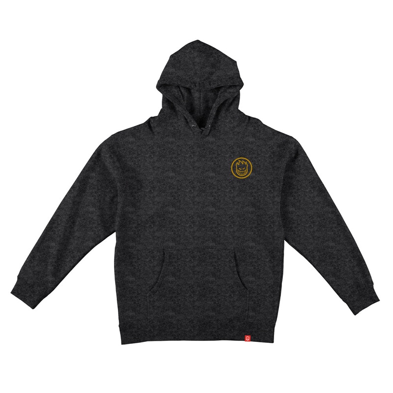 SPITFIRE CLASSIC SWIRL PULLOVER HOODED SWEATSHIRT CHARCOAL HEATHER MED