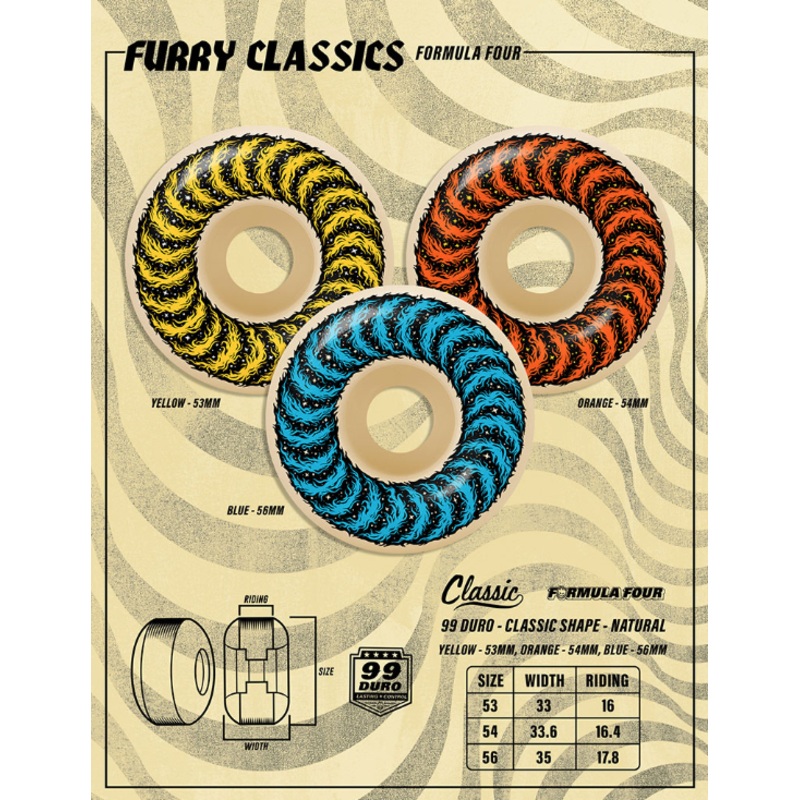 Spitfire F4 99D Grimple Furry Classic Wheels – Natural 53mm