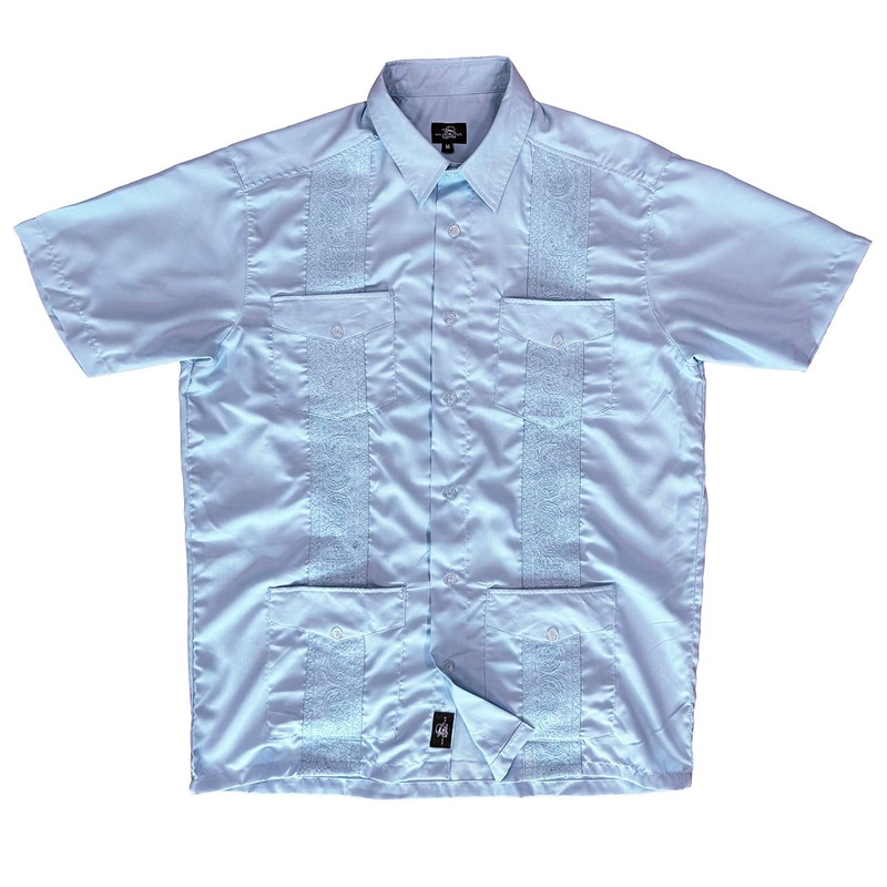 Hardluck – Guayabera Button up  – Shirt Large Blue