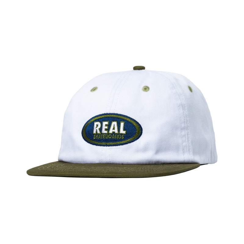 Real Oval Embroidered Strapback Hat O/S White/Olive