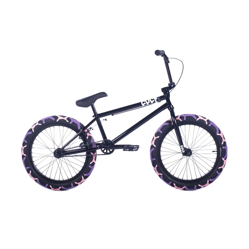 Cult Access 20 Complete BMX Bike – Black/Purps Camo Tires