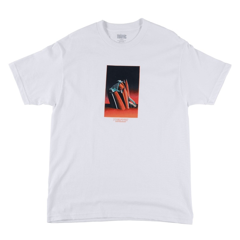 Traffic Skateboards On The Beach Tee White M