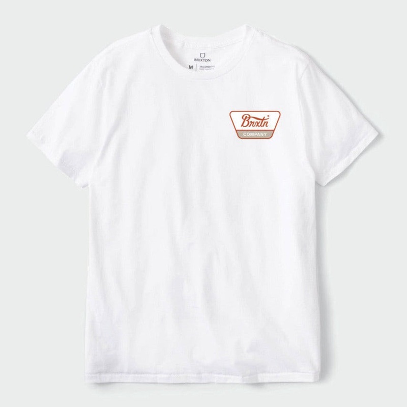 BRIXTON LINWOOD TEE WHITE/BURNT RED/BEIGE MEDIUM