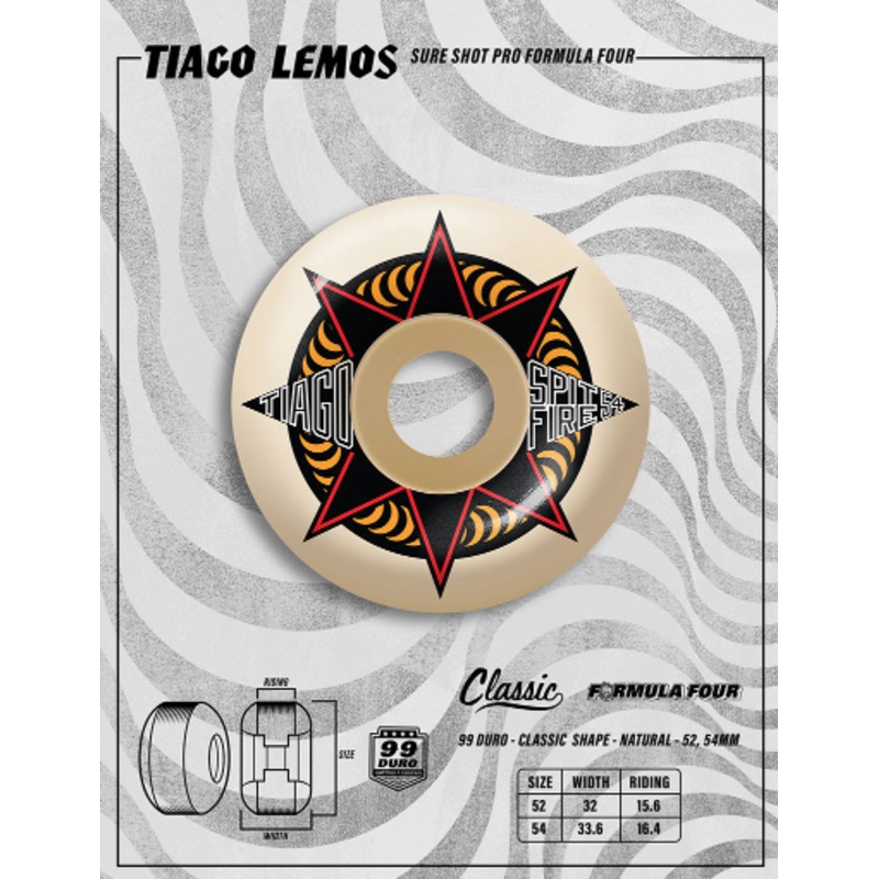 Spitfire F4 99D Tiago Sure Shot Wheels – Natural 52mm