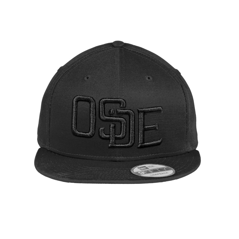 Oside SD – New Era Black with Black logo Snapback Cap Pink Puff Embroidery