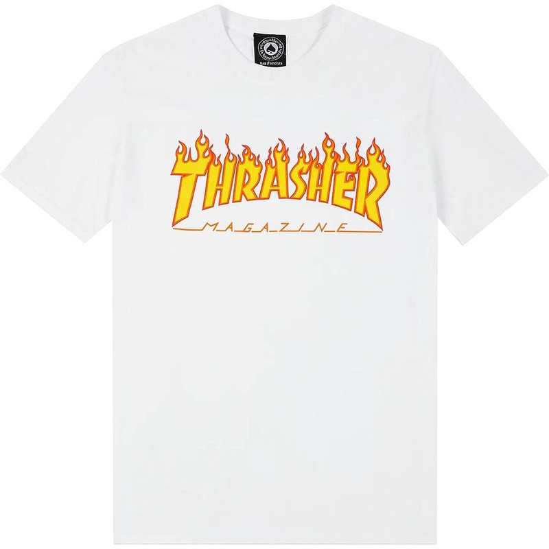 THRASHER YOUTH FLAME LOGO TEE WHITE Y-SMALL