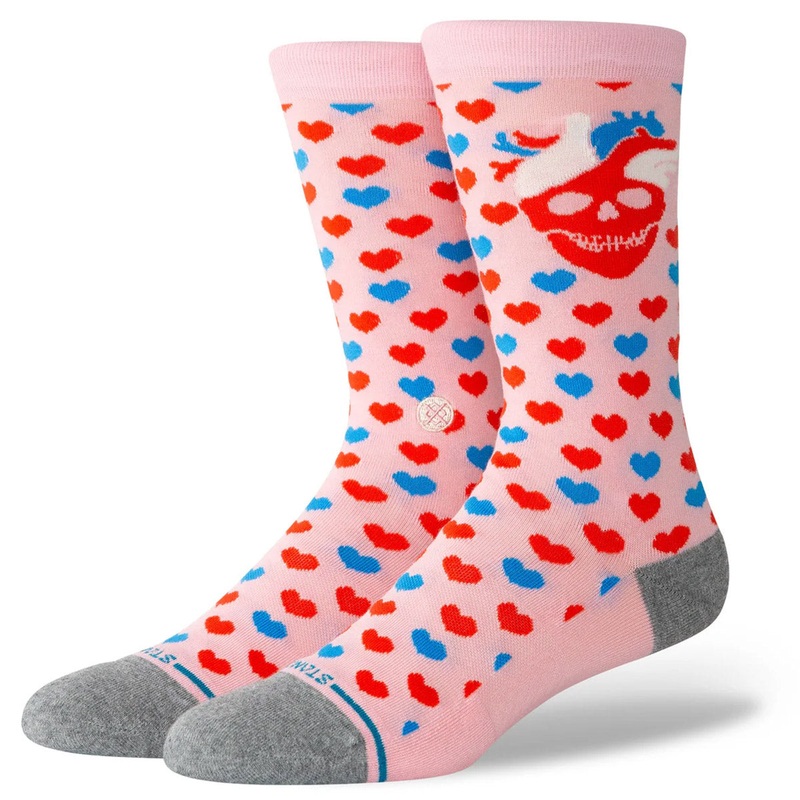 STANCE SOCKS HEARTED CREW PINK MEDIUM