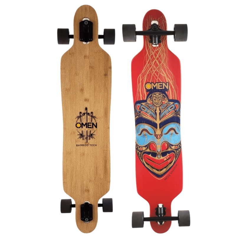 Omen: 42″ Native American Mask Longboard Skateboard Complete