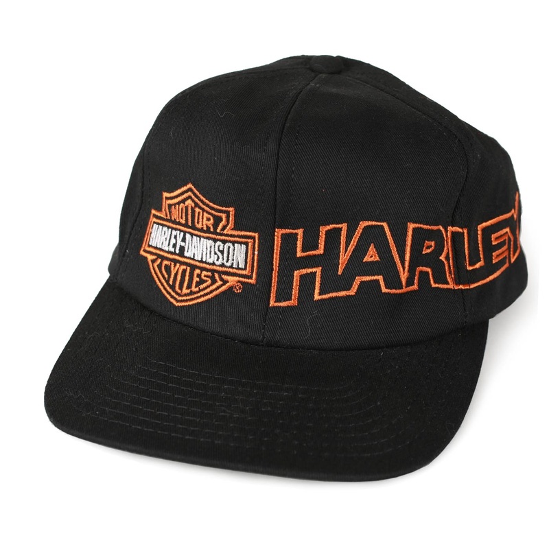 Vintage Harley Davidson Outline Embroidery Snapback Hat Black