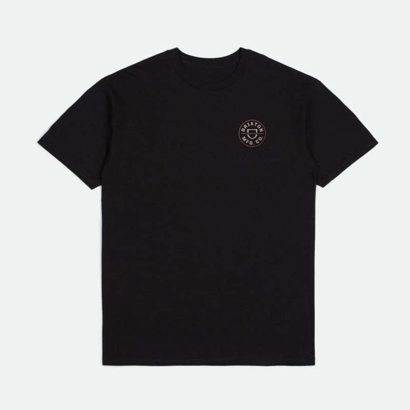 BRIXTON CREST 2 TEE BLACK/WHITECAP/DUSTY CEDAR MEDIUM
