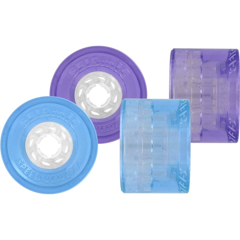 Seismic: 77mm Speedvent Longboard Wheels 77mm Square Lip 77a Clear Blue
