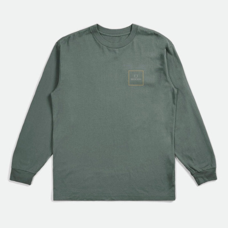 BRIXTON ALPHA SQUARE LONG SLEEVE DARK FOREST SMALL