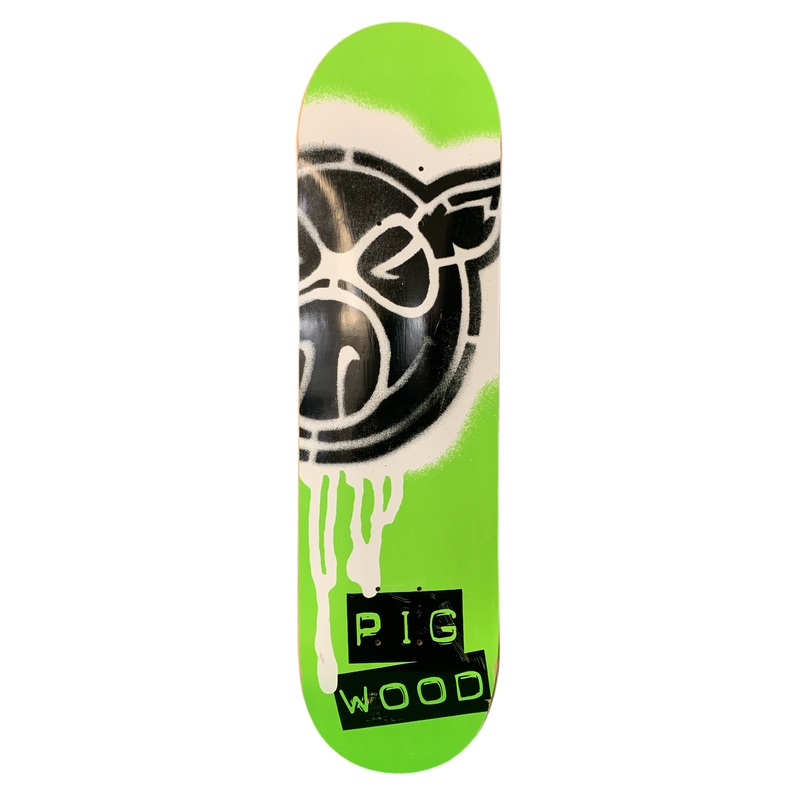 Pigwood Stencil Spray Paint Green/White 8.125″ Classic Skateboard Deck