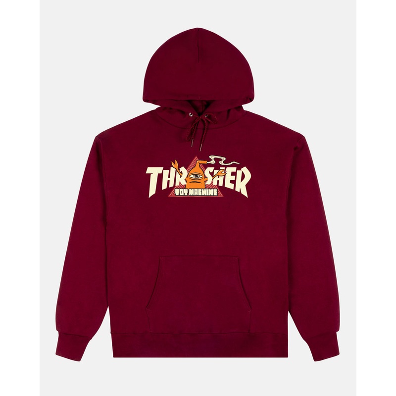 THRASHER X TOY MACHINE VORTEX HOODIE MAROON MEDIUM