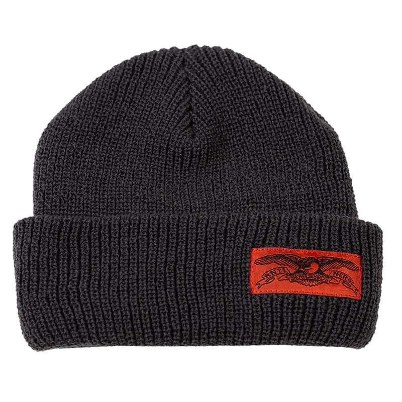 ANTIHERO STOCK EAGLE LABEL CUFF BEANIE DARK GREY