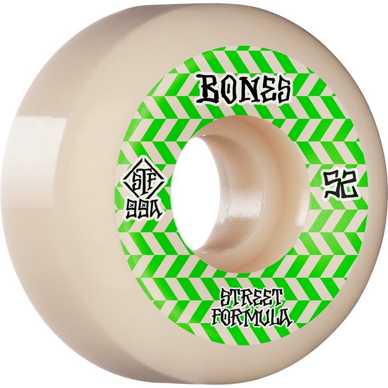Bones STF Patterns V5 52mm 99a Wheels – White/Green (Set of 4)
