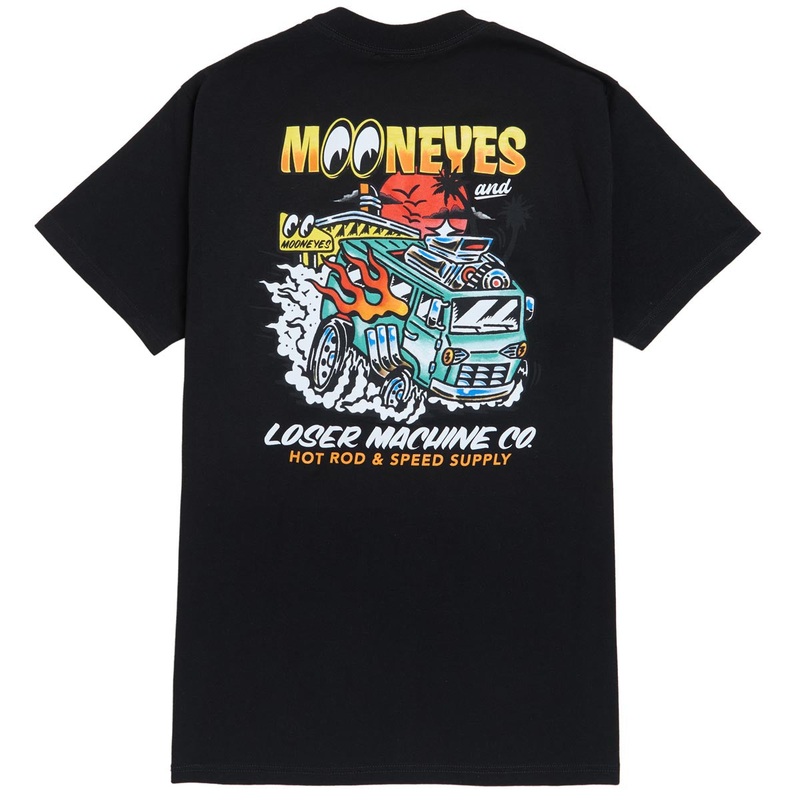 LOSER MACHINE X MOONEYES ECONO HAULING T-SHIRT  BLACK MEDIUM