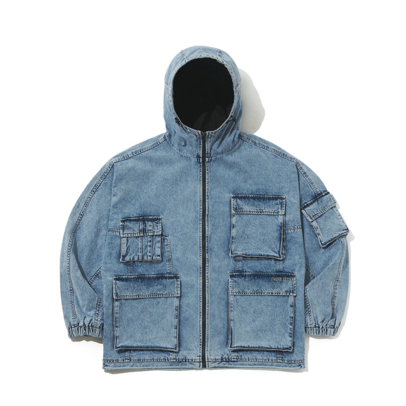 BSRabbit x Drink Sexy Wax real denim 5 pocket hooded jacket vintage blue Medium