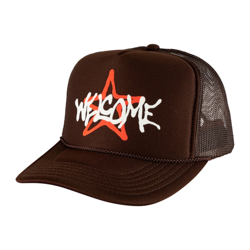 Vega Puff Print Trucker Hat – Brown