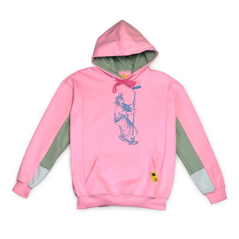 Liberty & Hustle Paneled Hoodie – Pink/Blue XS