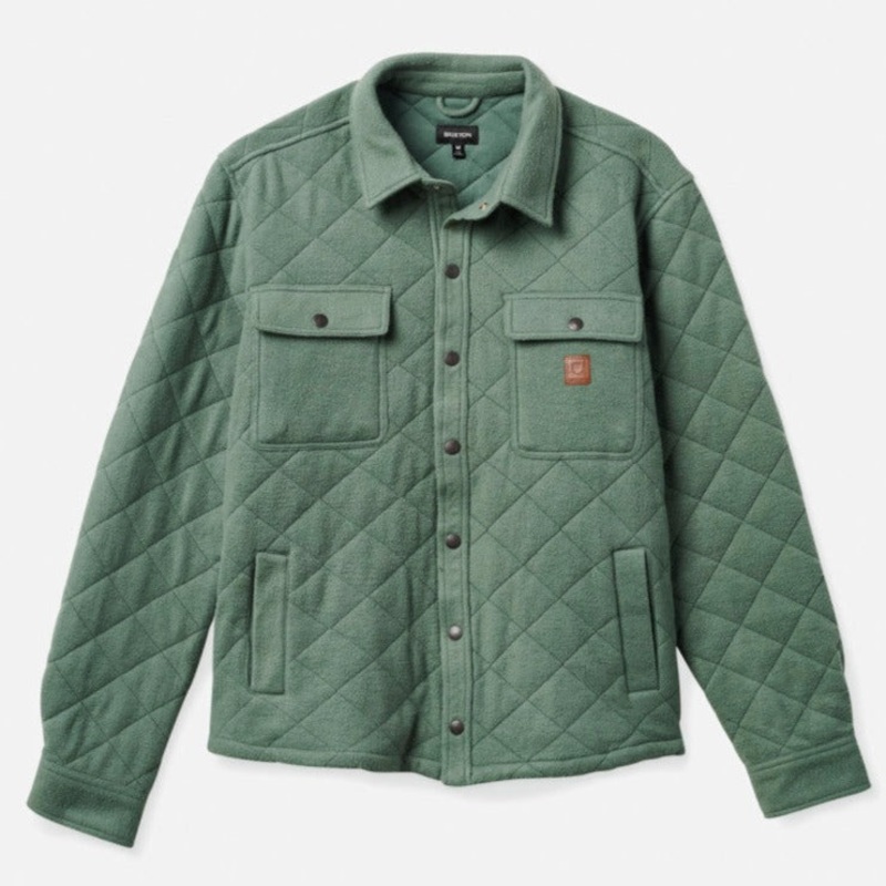 BRIXTON CASS QUILTED FLEECE JACKET DARK FOREST MEDIUM
