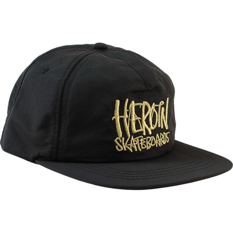 HEROIN SCRIPT NYLON HAT ADJ BLK/GOLD