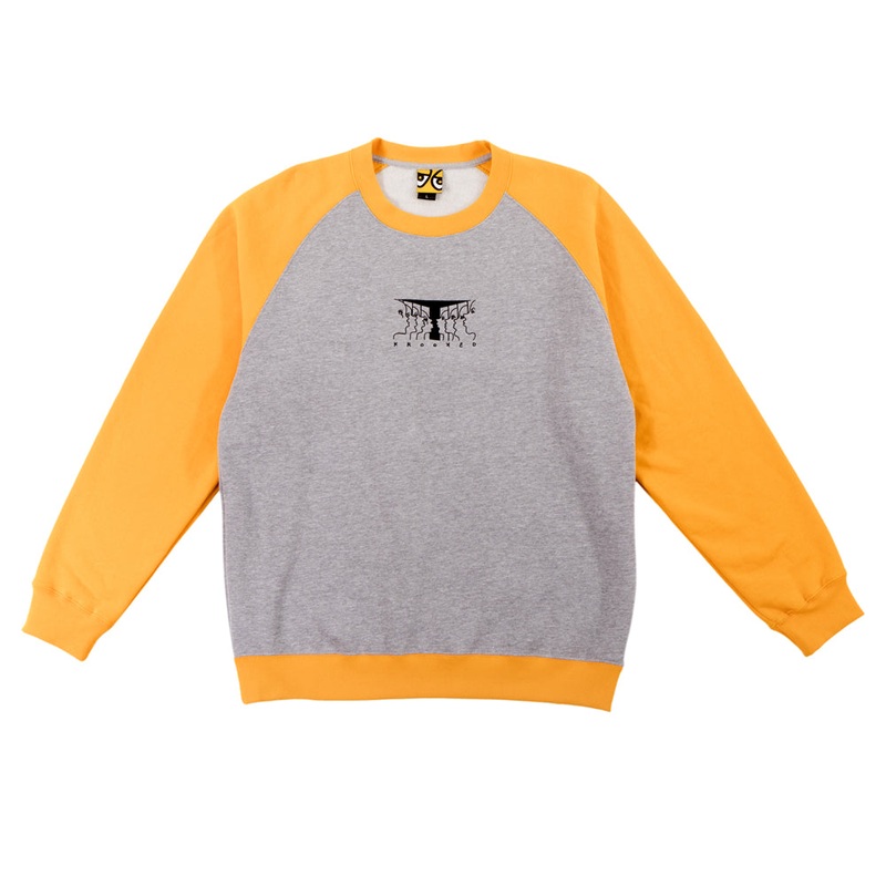 KROOKED  FACES CREWNECK GREY HEATHER/YELLOW SMALL