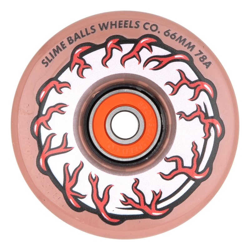 Slime Balls Pink Eyes Light Ups OG Slime Wheels 66mm 78a – Trans Pink (Set of 4)