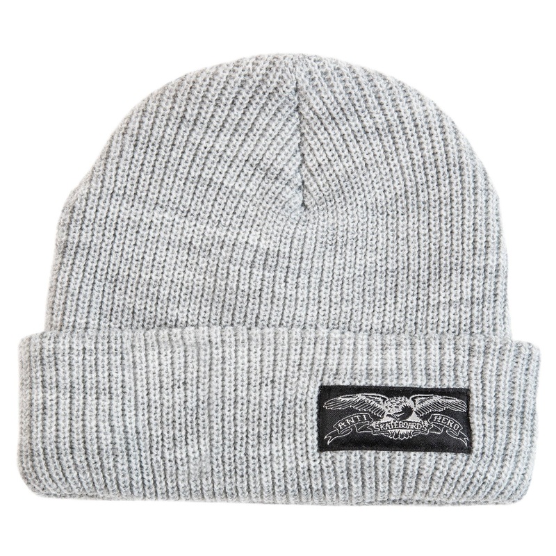 ANTIHERO STOCK EAGLE LABEL CUFF BEANIE HEATHER GREY