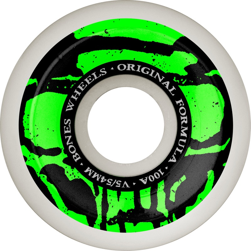 Bones OG Formula Mummy Skulls V5 Sidecut 54mm 100a Wheels – White (Set of 4)