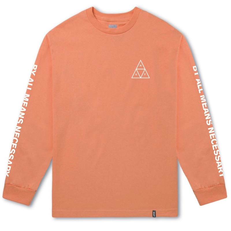 HUF ESSENTIALS LONGSLEEVE TRIPPLE TRIANGLE TEE RUSSET ORANGE MED