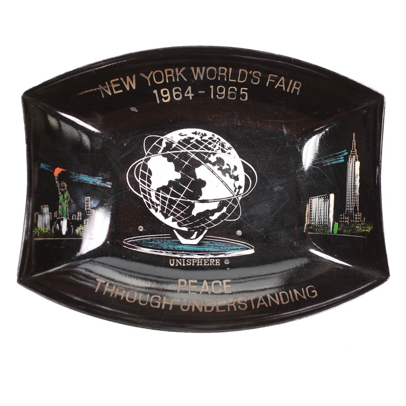 Vintage New York World’s Fair 1964 Unisphere Plastic Tray Black