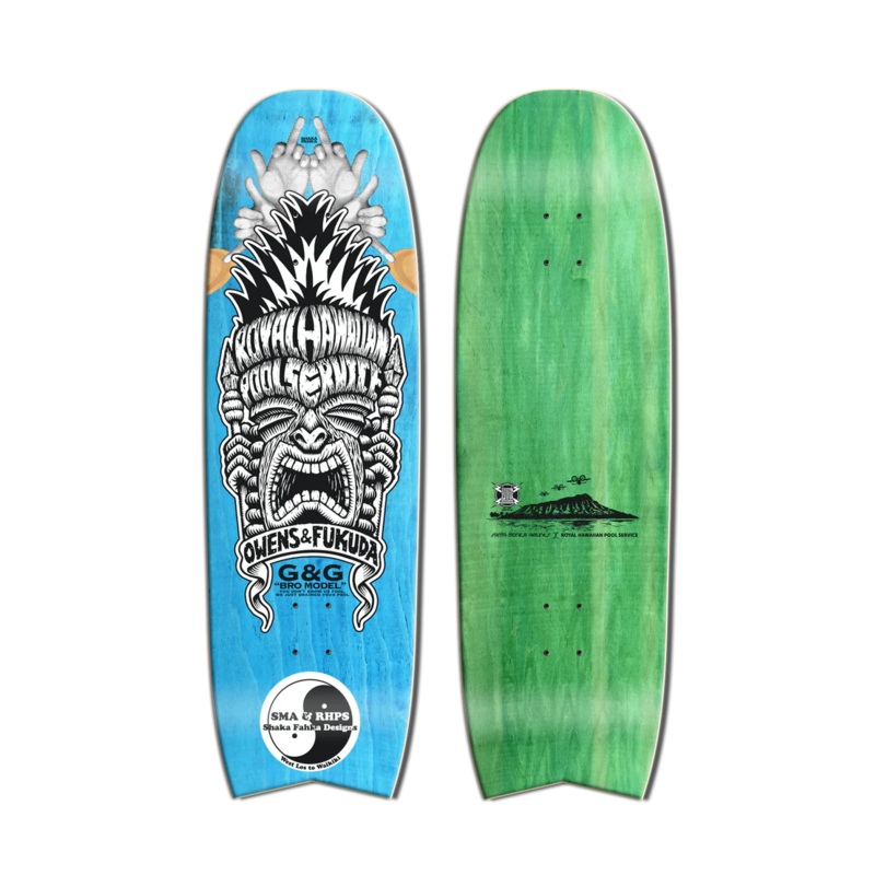 Santa Monica Airlines Series 4 Bromo Owens & Fukuda Royal Hawaiian Pool Service Blue / Green 9.75″ Skateboard Deck