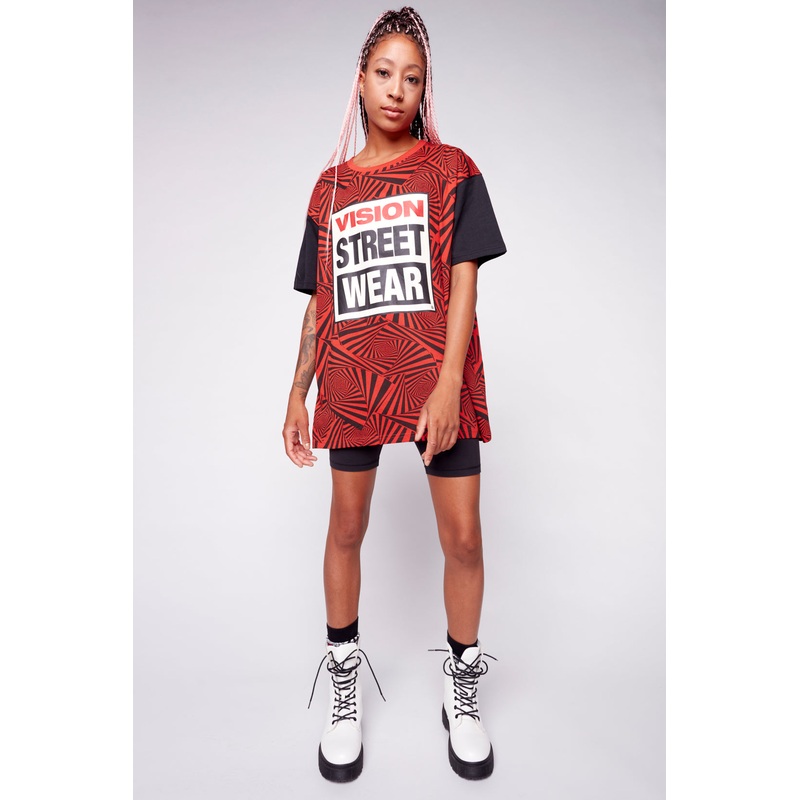 Spirals Aop Logo T-Shirt – Red/Black S