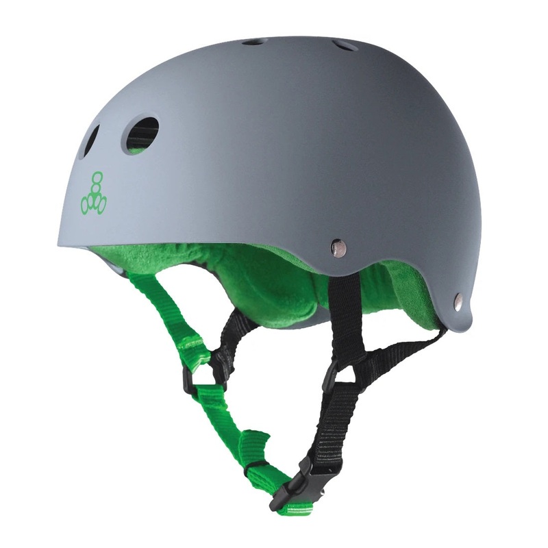 Triple 8 Sweatsaver Helmet – Carbon Rubber/Green Small Grey