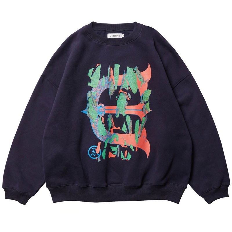 Evisen Skateboards Skull Camo Crewneck Navy S