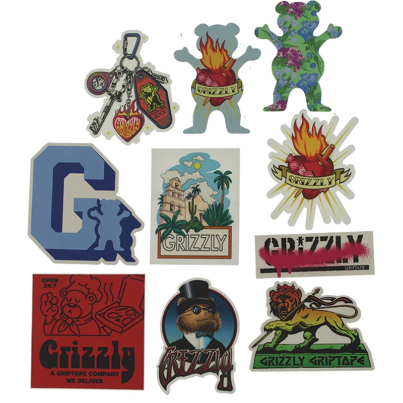 GRIZZLY 10/PACK SEASONAL ASSORTED STICKER PACK