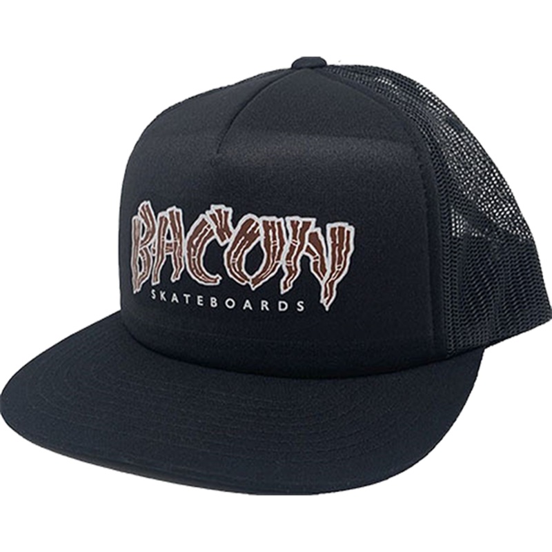 BACON LOGO MESH HAT ADJ-WHT/BLK/BLK