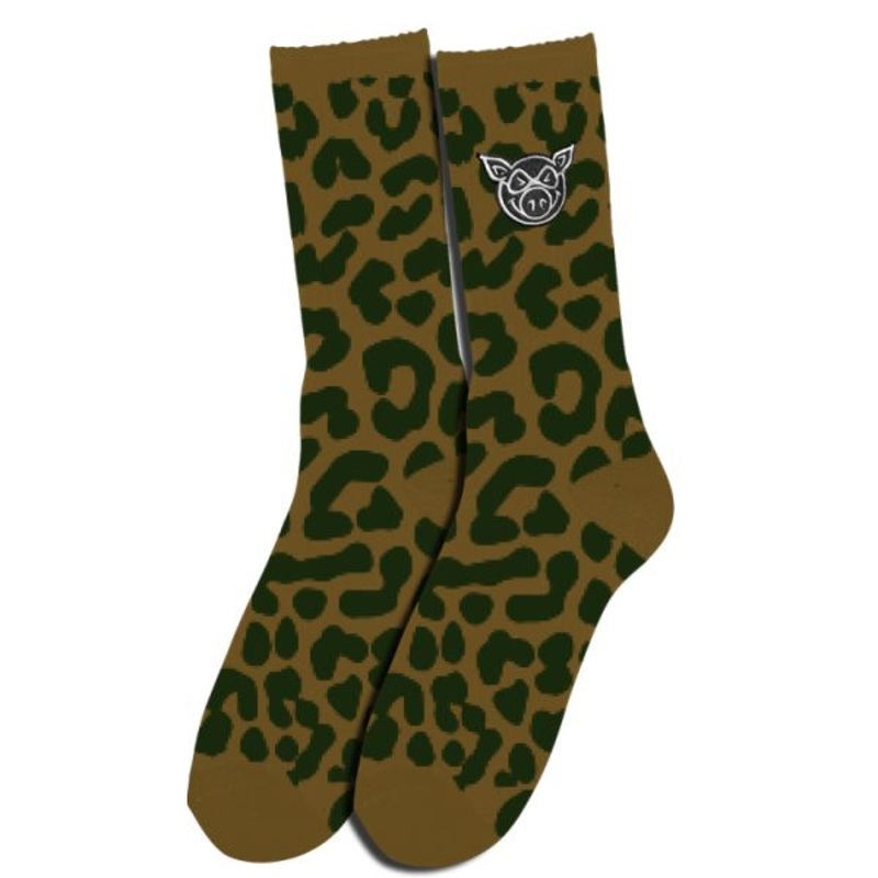 PIG WHEELS SOCKS LEAPARD BROWN