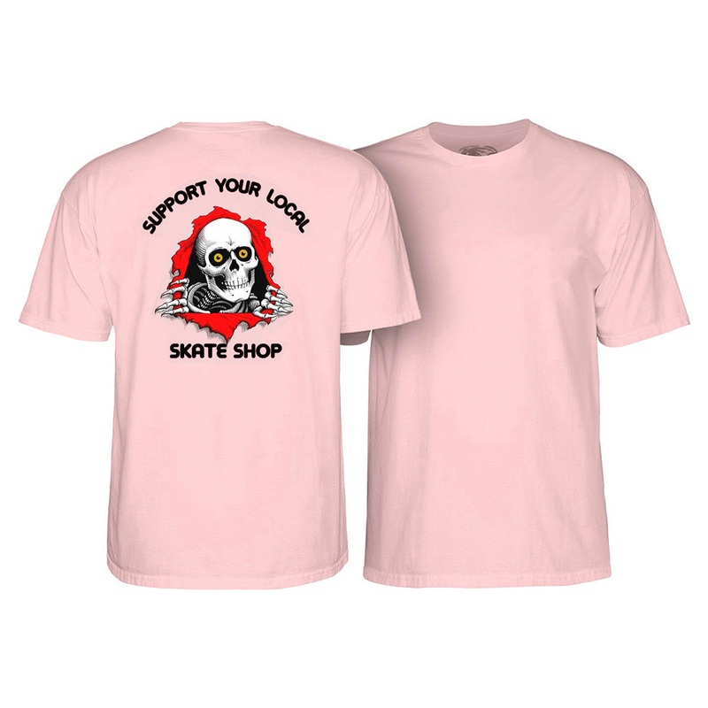 POWELL-PERALTA SUPPORT YOUR LOCAL SKATE SHOP TEE LIGHT PINK SMALL