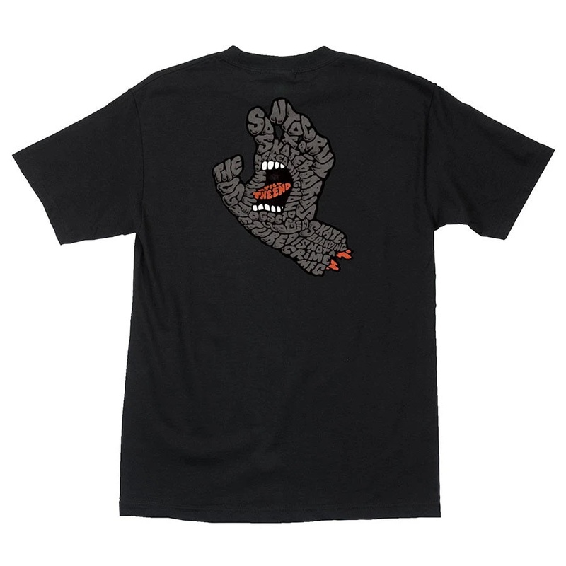 Santa Cruz Letter Hand Short Sleeve Mens T-Shirt – Black S Black