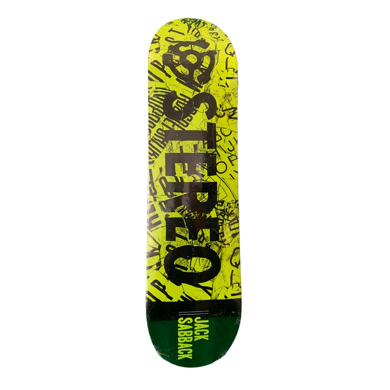 Stereo Jack Sabback Letters Green 8″ Classic Skateboard Deck