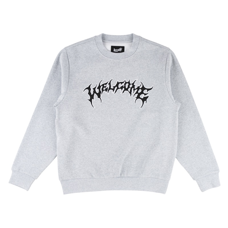 Barb Applique Crew – Heather Grey Small