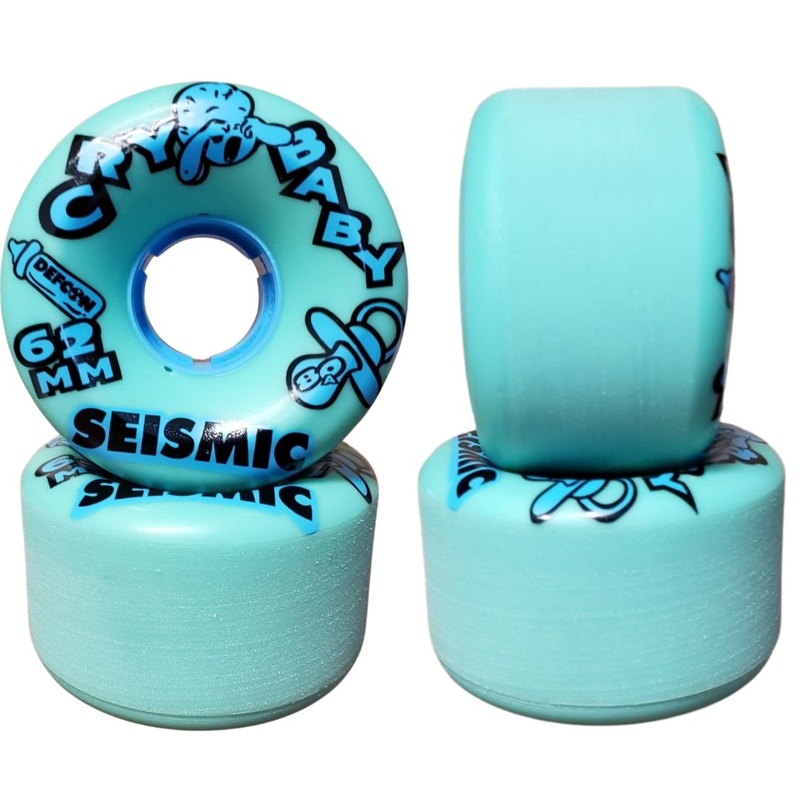 Seismic: 62mm Cry Baby Defcon Longboard Wheels 62mm Round Lip 80a Mint Defcon