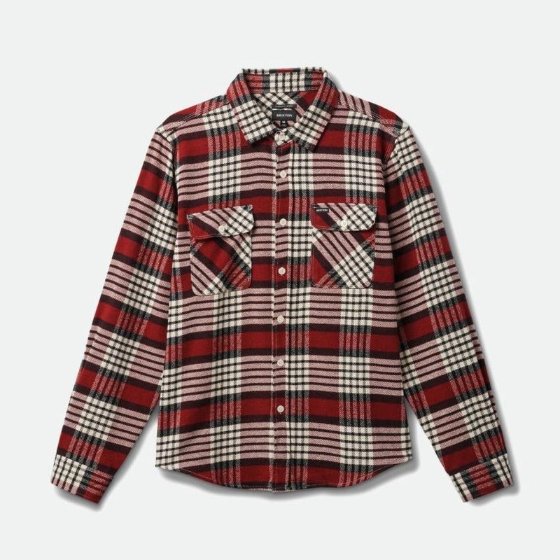 BRIXTON BOWERY FLANNEL ISLAND BERRY/WHITECAP/BLACK SMALL
