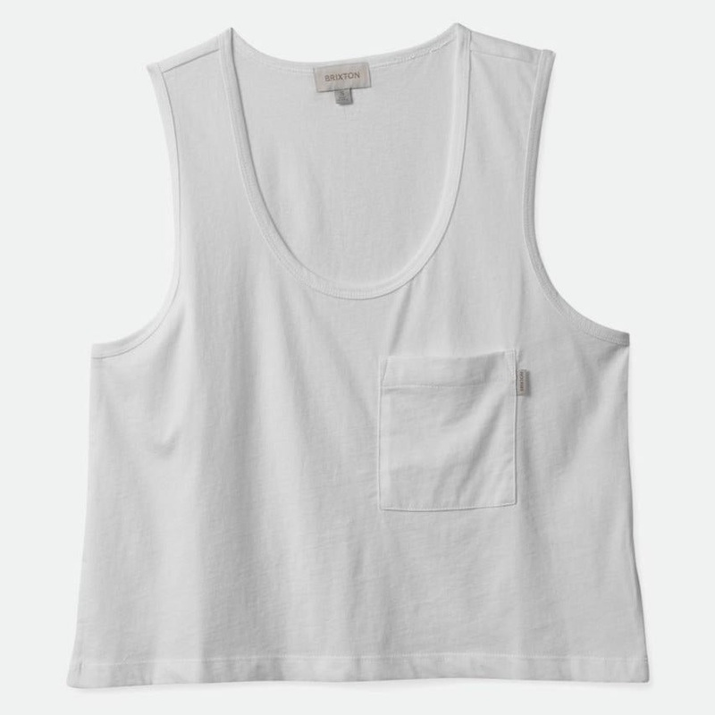 BRIXTON WOMENS CAREFREE POCKET TANK WHITECAP X-SMALL