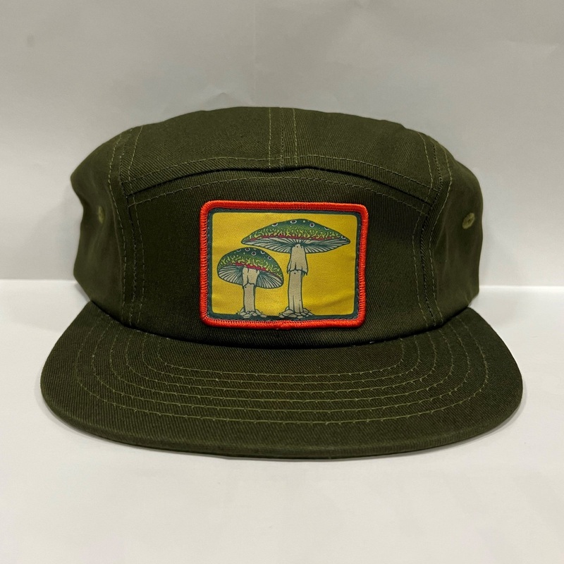 CUTTS AND BOWS “TROUTSHROOMS” 5-PANEL STRAPBACK OLIVE GREEN