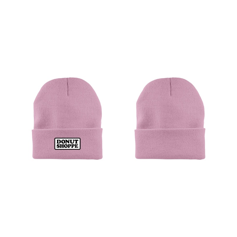 DS PATCH FINE KNIT FOLD BEANIE PALE ROSE